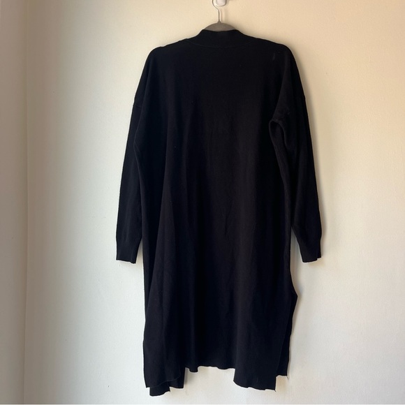 Dreamers by Debut Black Longline Open Front Cardigan Women’s M/L Pockets Cozy - Picture 8 of 9